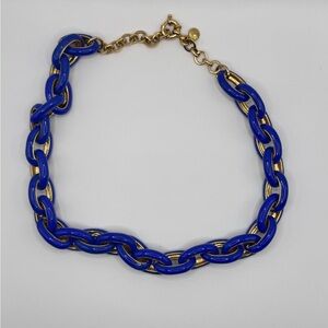 J. Crew Blue and Gold Chain Necklace